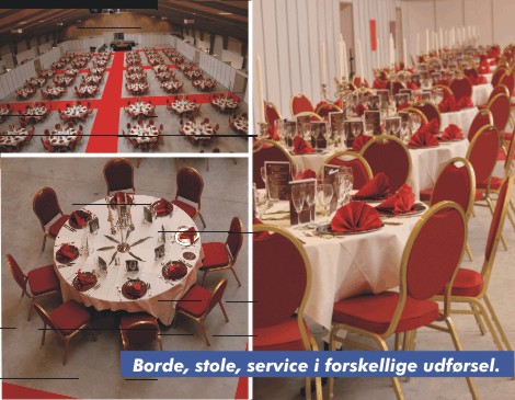 Borde inde i hal med duge- www.aamands.dk